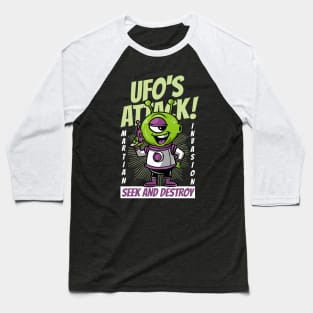 UFO Alien Seek And Destroy Baseball T-Shirt